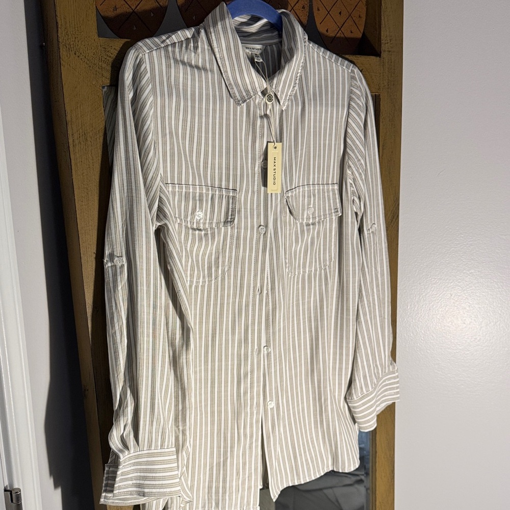 Gray Striped Button Down Shirt